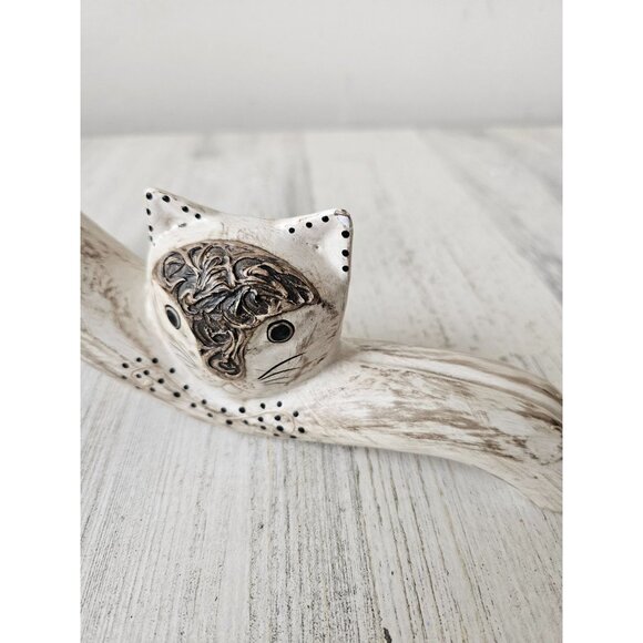 Serrv wooden cat Indonesia statue figurine unique calico decor - Picture 2 of 11